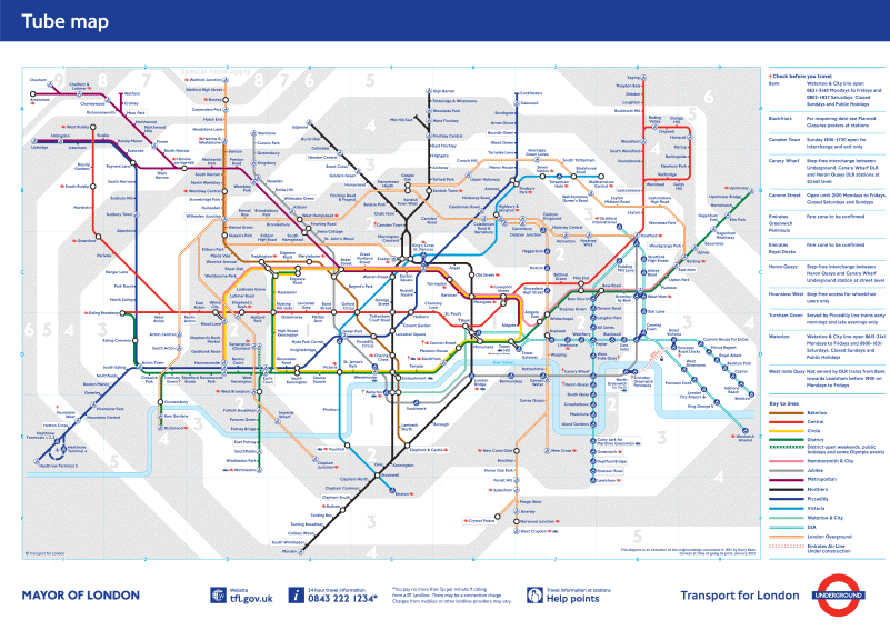 Mapa metra w Londynie 2012 - kliknij, aby powikszy.